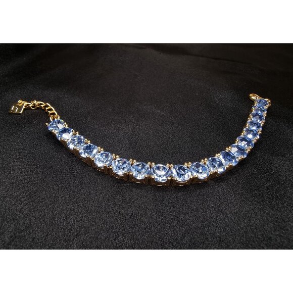 Park Lane Gold-Tone Bracelet W/ Blue Crystal Stones Adjustable Clasp New In Box - Picture 6 of 7